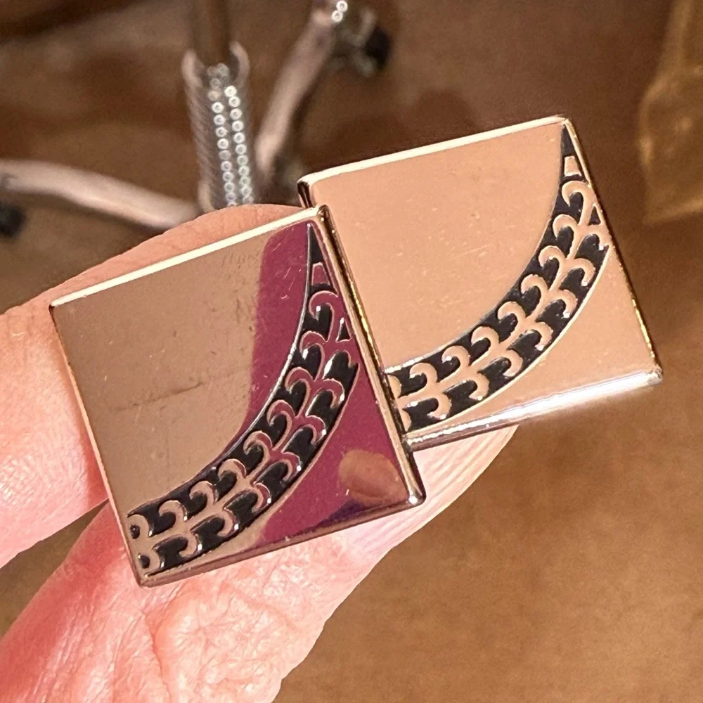 SWANK Vintage art deco silver square minimalist cufflinks eclectic grandpa